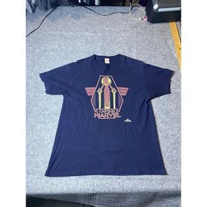 Captain Marvel Shirt Mens Extra Large Navy Blue Superhero Tee